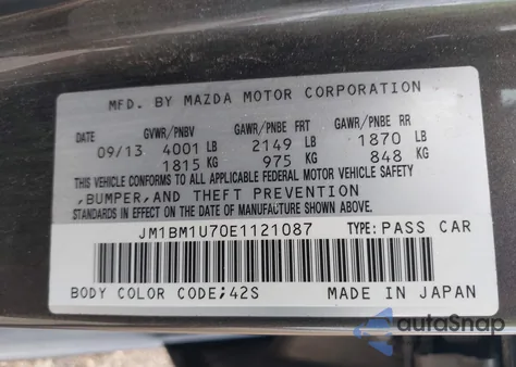 2014 Mazda Mazda3 I Sport z USA, uszkodzony, nr VIN JM1BM1U70E1121087